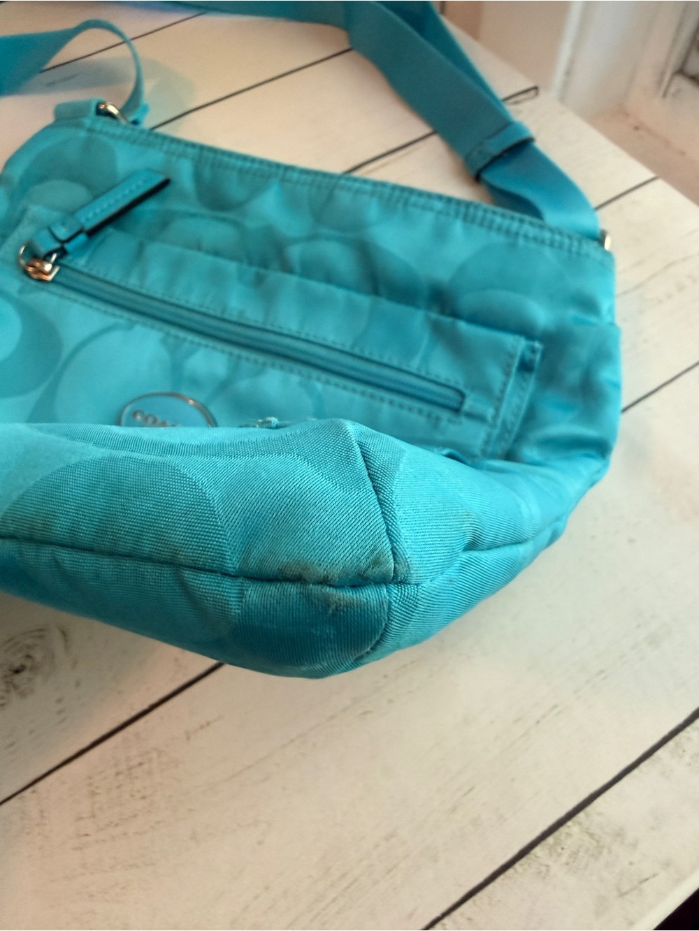 Coach | Signature Getaway Nylon File Crossbody Bag (F77408), Turquoise Blue - Picture 9 of 16